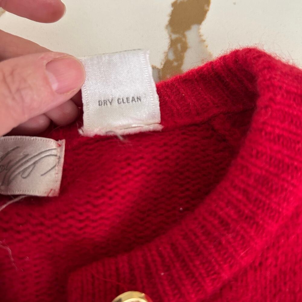 Lord & Taylor Cardigan Womens M Red Wool Gold Button Preppy Sweater Vintage - Picture 11 of 11
